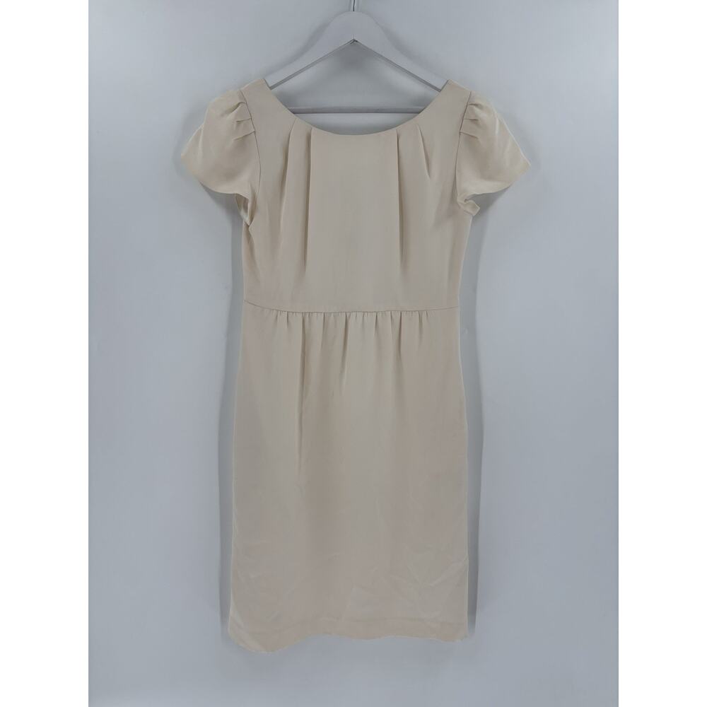 Abaete Vintage Dress Womens 6 Flawed with Tags Ivory White Silk Pleated Lined